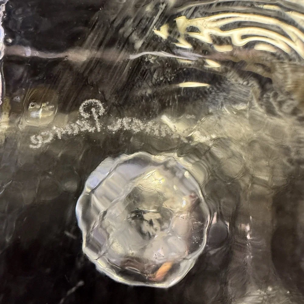SIMON PEARCE Textures Glass  Cube CANDLE HOLDER Signed Ice ‎ Cube 3